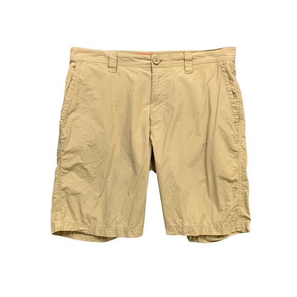 Columbia Shorts Mens 34 Scone Cotton Washed Out Flat Front Regular Fit Comfort - Picture 1 of 10